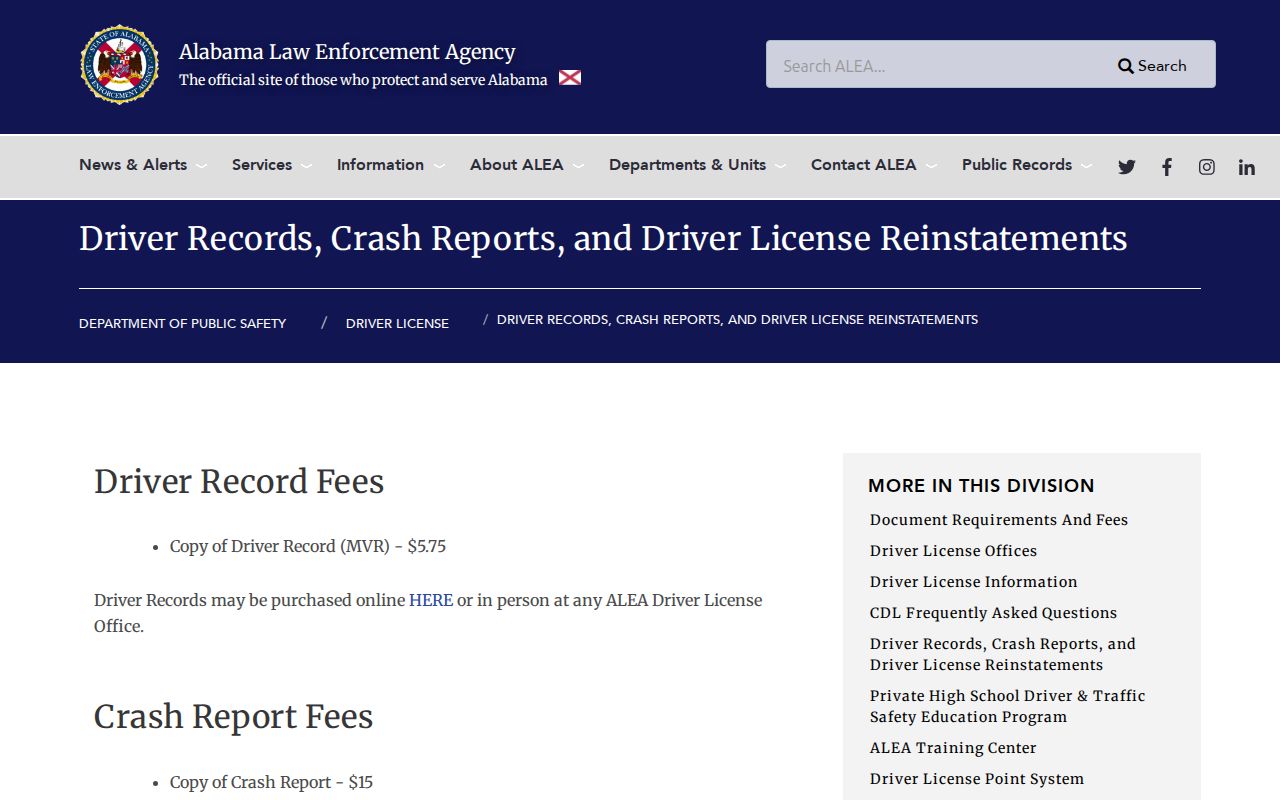 Alabama traffic citation court record and separate ALEA driver record