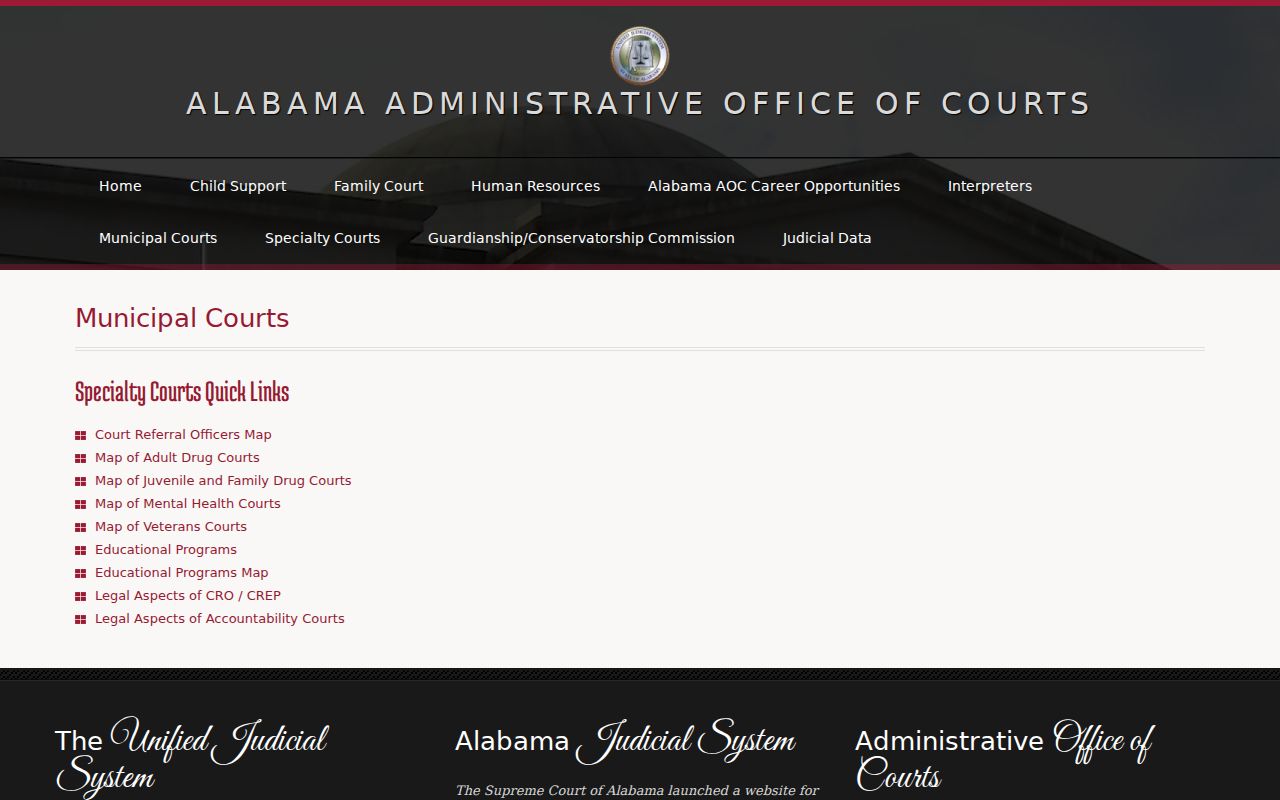 Alabama specialty court and accountability court records program