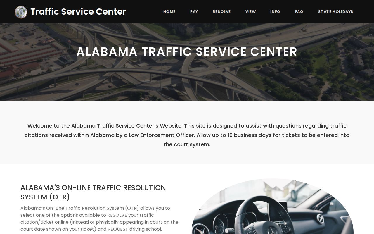 Alabama traffic court records and statewide Traffic Service Center
