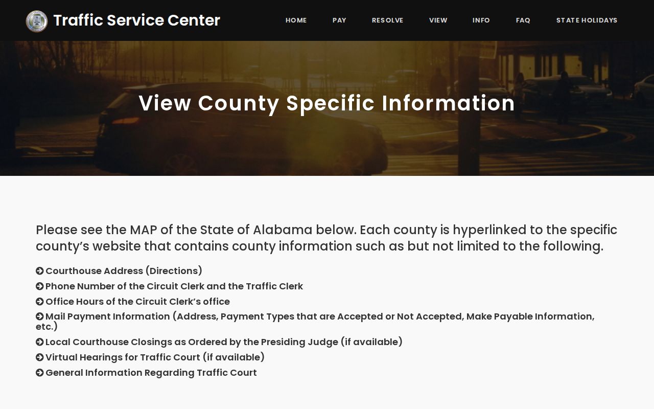 Alabama traffic court records county-routing selector